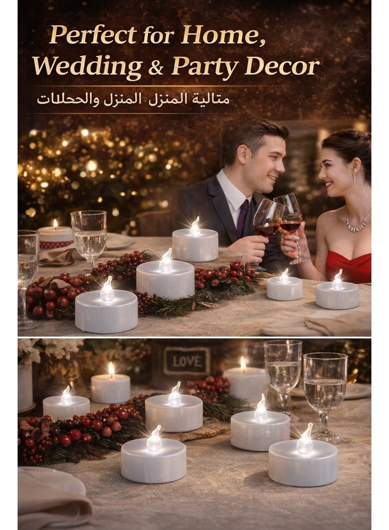 BABONA 24pcs LED Flameless Flickering Candles, Battery-Powered Electric Tea Light Set for Home Decor, Birthday & Gifts (White) - Image 3